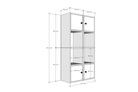 LEKSA 4 KAPAKLI RAFLI KİTAPLIK 65 CM BEYAZ KTP-1034-Ç