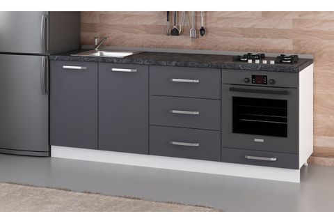 MİNAR 210 CM MUTFAK DOLABI BEYAZ ANTRASİT 210-A3-ALT MODÜL