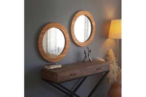 NEOSTİLL DOĞAL AHŞAP MASİF ÇERÇEVE DEKORATİF 62 CM AYNA