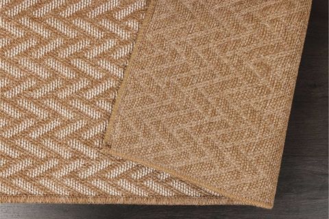 PERA HALI KARAMEL VE EKRU ZİKZAK SİSAL DOKULU HALI FM01W 80X300 CM