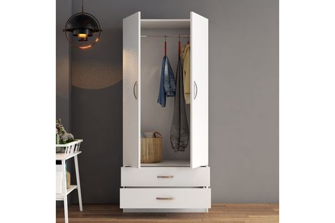 2 KAPAKLI 2 ÇEKMECELİ GENİŞ GARDROP, BEYAZ, GRD0401