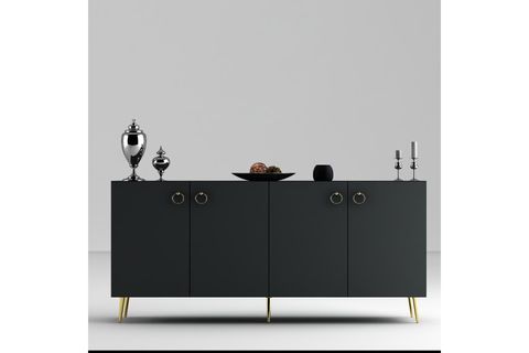 DROP KONSOL, 4 KAPAKLI 4 RAFLI, ANTRASİT-ALTIN