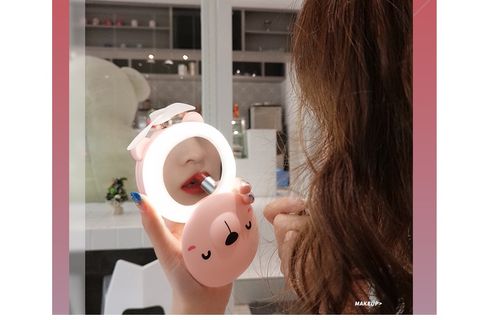 LİVAVA BUZAĞI IŞIKLI EL AYNASI VE FAN, BEYAZ, 10X9