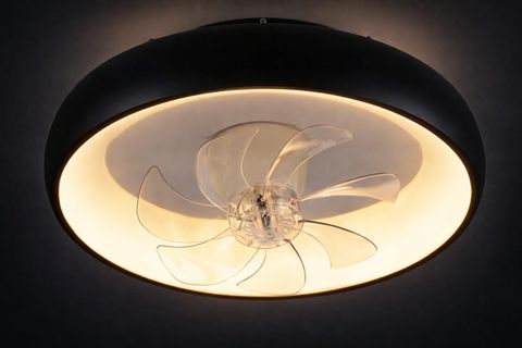 HALOFAN AYDINLATMA VE HAREKETLİ VANTİLATÖR, SİYAH, 50 CM