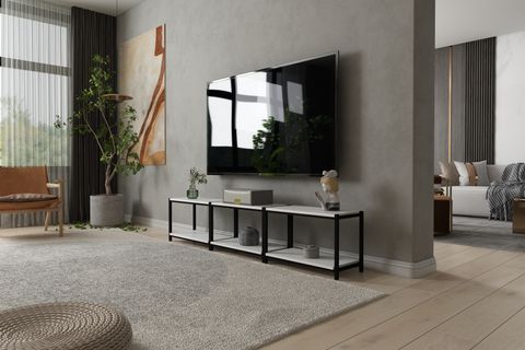 NETTRENDS METAL TV ÜNİTESİ 1001, BEYAZ, 208 CM