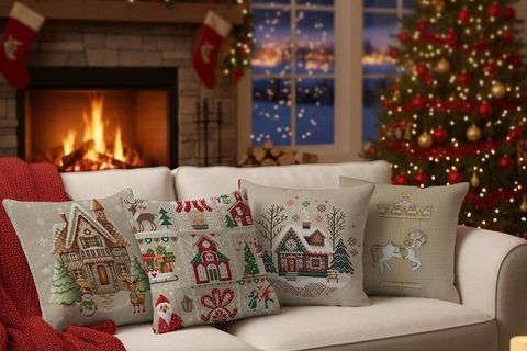 YILBAŞI TEMALI DÖRTLÜ KIRLENT KILIFI, BEJ, 1042