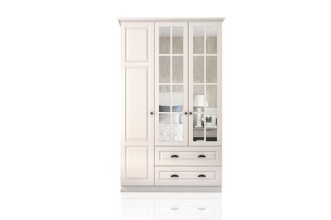 KNİDOS GARDIROP, 3 KAPAK 2 ÇEKMECE, BEYAZ, 210 CM