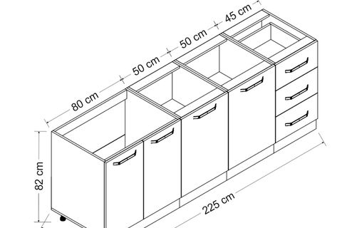 MİNAR 225 CM MUTFAK DOLABI BEYAZ 225-B1-ALT MODÜL