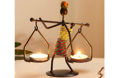 KADIN FİGÜRLÜ METAL MUMLUK, SİYAH