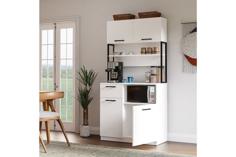 LAVO ÇEKMECELİ ÇOK AMAÇLI KAHVE KÖŞESİ DOLABI, BEYAZ, 4 KAPAKLI