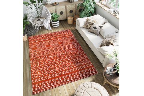 JUNGLE HALI BOHO İSKANDİNAV DESENLİ, KİREMİT BEYAZ, 80X150