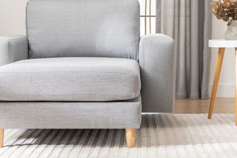 MERLİN DAYBED, KALIN KOL, NATUREL AYAK, KETEN KUMAŞ, GRİ