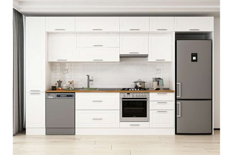 ALVİNKA 380X240 CM KLASİK MEBRAN MUTFAK DOLABI, MBB E90B40S50 1 MEBRAN BEYAZ SUNTALAM