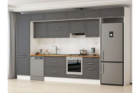 ALVİNKA 410X240 CM KLASİK MEBRAN MUTFAK DOLABI, MBB E90B60S60 2 MEBRAN ANTRASİT SUNTALAM