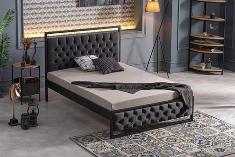 MİTHRA METAL KARYOLA, SİYAH, ANTRASİT 150X200