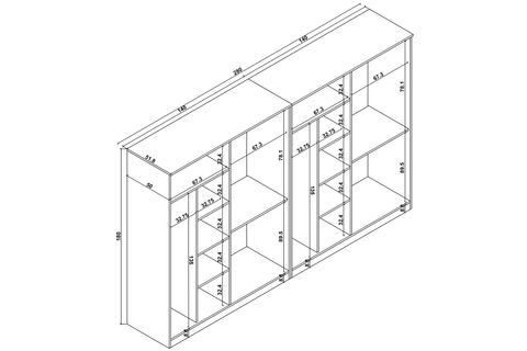 KARDELEN BEYAZ ELBİSE DOLABI, 7 KAPAKLI, 13 RAFLI, 280 CM