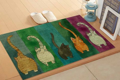 Katze Fußmatte, 45x75 cm, Grün