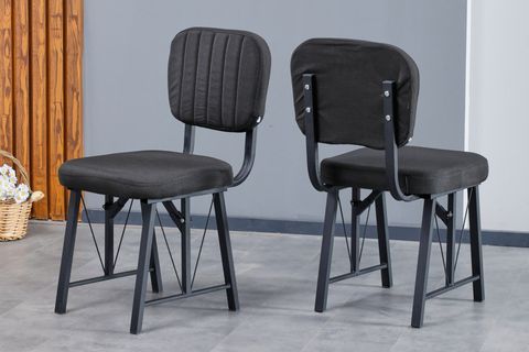 LAJMY MERMER SABİT MUTFAK MASA TAKIMI, 4 SANDALYE, SİYAH, 70X110