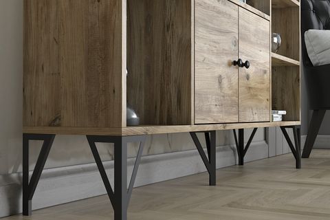 WOOD'N LOVE RÜZGAR KONSOL, METAL AYAKLI, ATLANTİK ÇAM, 140 CM