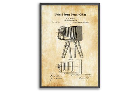 VİNTAGE CAMERA PATTENT ÇERÇEVELİ PANO SET, 50X70