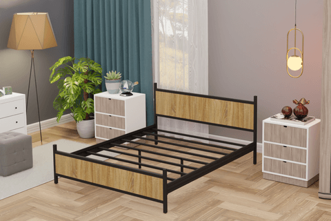 GM MODERN METAL ÇİFT KİŞİLİK KARYOLA, SİYAH ATLANTİK ÇAM, 150X200