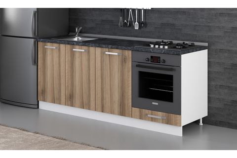 MİNAR 200 CM MUTFAK DOLABI BEYAZ DORE 200-D6-ALT MODÜL