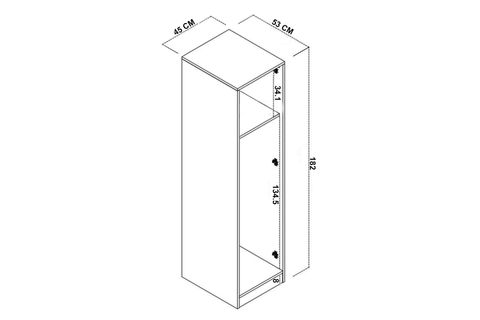 MİDOSER DAİSY TEK KAPILI ELBİSE DOLABI-GARDIROP, BEYAZ