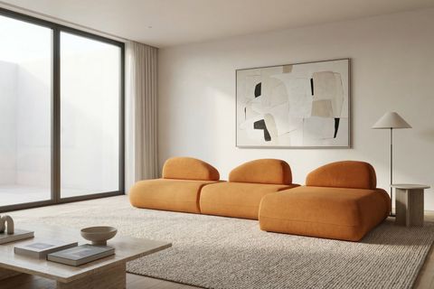 LİVA KÖŞE KOLTUK, XL SEHPALI, TURUNCU