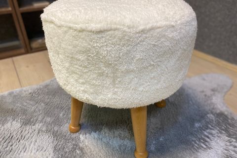 ASEDİA TEDDY MİSKİN PUF, TEDDY KREM, NATUREL AYAK