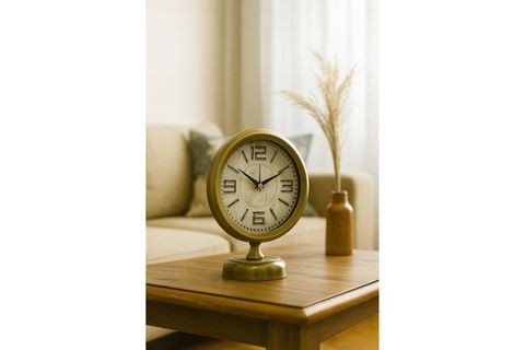 PREMİUM VİNTAGE ESKİTME METAL MASA SAATİ 25X20 CM