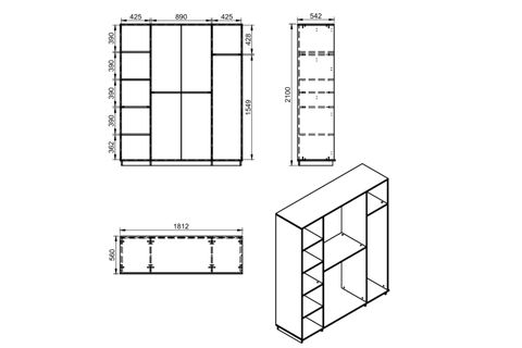 BALİ AYNALI GARDIROP, 4 KAPAKLI