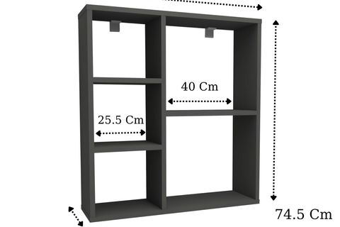 MYRA MODERN MUTFAK RAFI, ANTRASİT, 5 BÖLMELİ