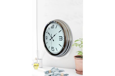 PRESTİJ KROM METAL DUVAR SAATİ 40 CM