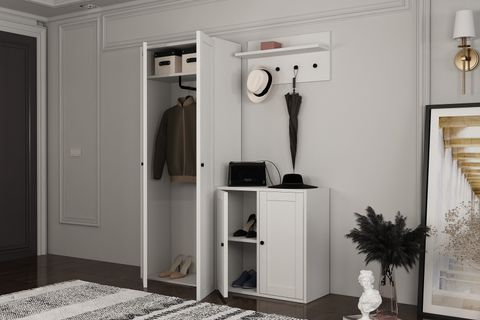 LEONARDO PORTMANTO VESTİYER 232, DOLAPLI, BEYAZ, 130 CM VST1022