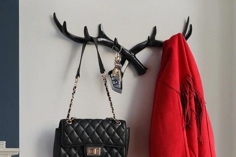 GEYİK BOYNUZU MODERN DUVAR DEKORU ASKILIK, SİYAH