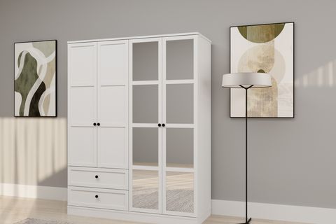 SMART GARDIROP, 4 KAPAKLI, 2 ÇEKMECELİ, 140X50X210 CM
