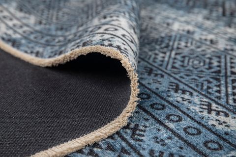 ANGORAHOME VEGA DEKORATİF KİLİM 4226, MAVİ, 80X300