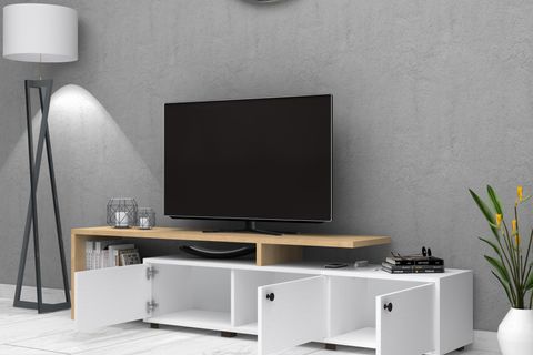 KANT TV ÜNİTESİ, MEŞE BEYAZ, 197 CM