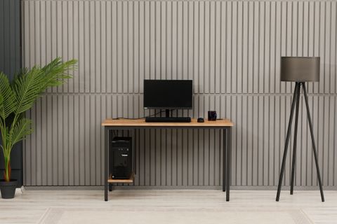 ARPELİA BİLGİSAYAR MASASI KASA RAFLI, AÇIK KAHVERENGİ, 125 CM