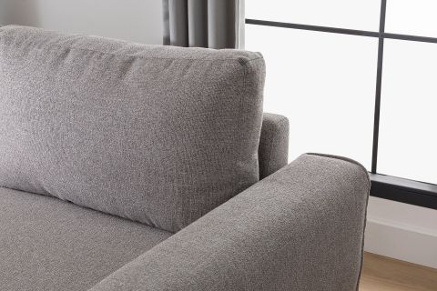 MERLİN MİNİ KÖŞE KOLTUK, NATUREL AYAK, FİTİLLİ KOL, ŞÖNİL KUMAŞ, MAVİ GRİ