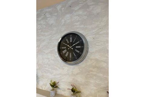 DARK ELEGANCE METAL KROM DUVAR SAATİ 40 CM