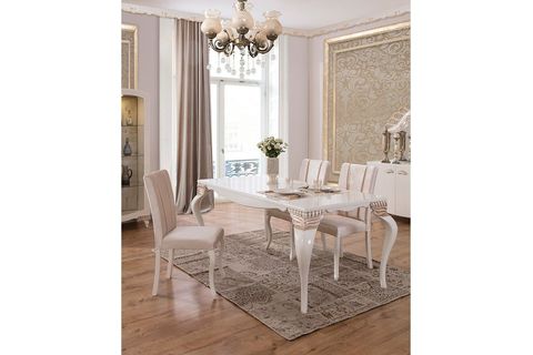 BEYAZ İNCİ YEMEK ODASI TAKIMI