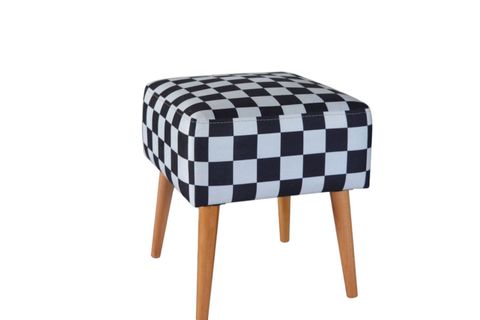 TUBİHOME KARE PUF, SİYAH BEYAZ