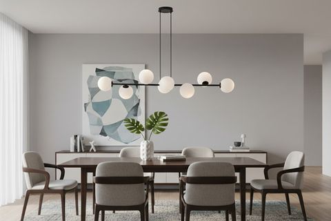 BAŞAK SEKİZLİ AVİZE, BEYAZ CAMLI