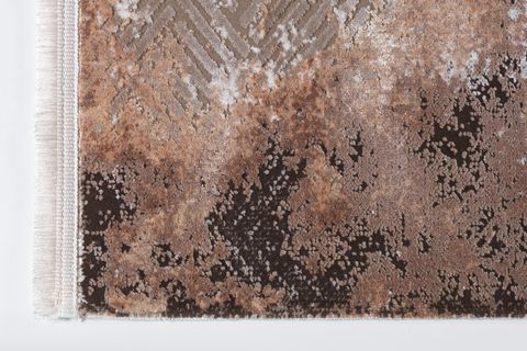 ATLAS HALI FRAPE FP07C KAHVE KREM TURUNCU MODERN SALON HALISI 120X180