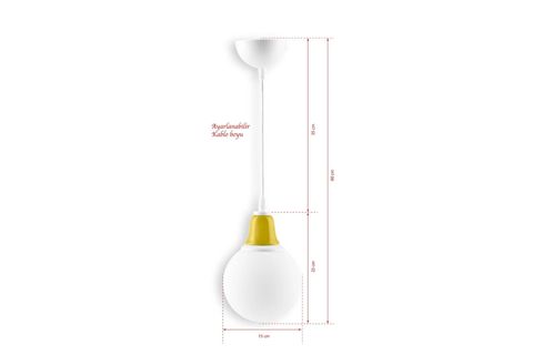 GLOP CAMLI SARKIT AVİZE, SARI SERAMİKLİ