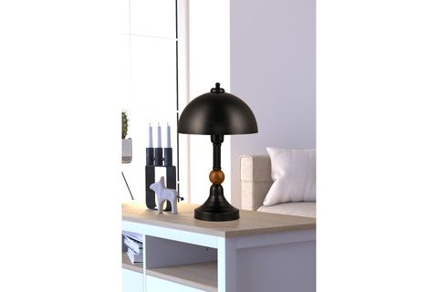 PİEDRA AHŞAPLI ABAJUR, SİYAH