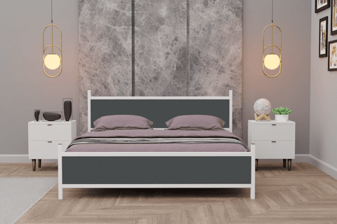 GM MODERN METAL ÇİFT KİŞİLİK KARYOLA, BEYAZ ANTRASİT GRİ, 160X200