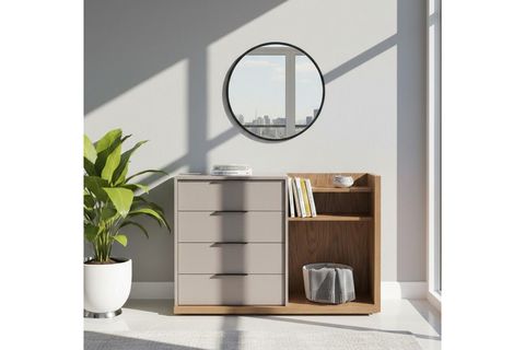 RENATA MODERN 2 RAFLI ŞİFONYER, MEŞE VİZON, 4 ÇEKMECELİ