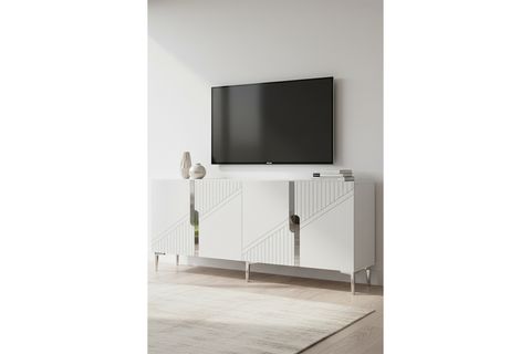 EVVA KONSOL VE TV SEHPASI, BEYAZ SILVER, 180 CM